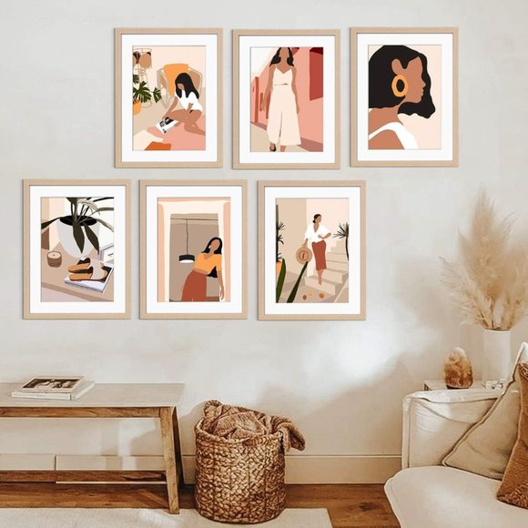 Set of 6 8 x 10" Woman Figure Art Prints WITHOUT FRAMES - Picture 3 of 5